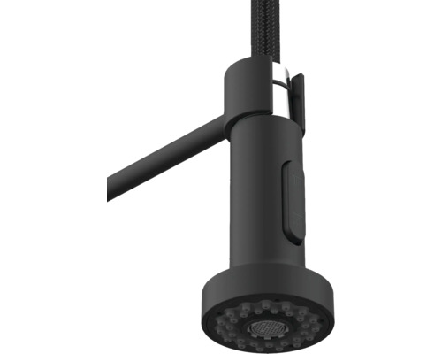 Baterie de bucătărie neagră cu furtun de pulverizare