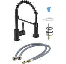 Baterie de bucătărie cu furtun de duș și accesorii de montaj