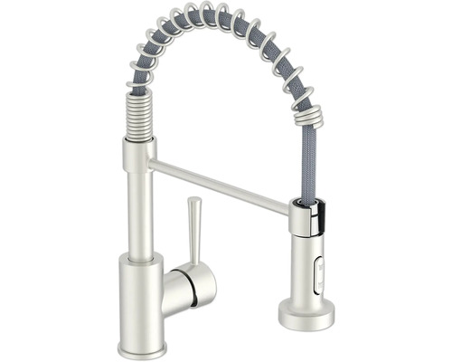 Baterie de bucătărie cu gât flexibil și mixer monocomandă