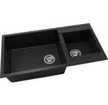 Chiuvetă neagră cu două cuve și scurgeri