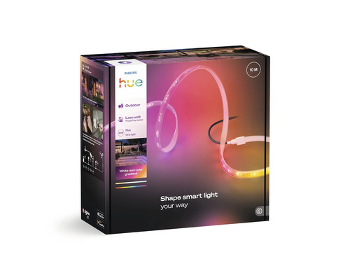 Ambalajul benzii luminoase Philips Hue Outdoor cu o lungime de 10 metri.
