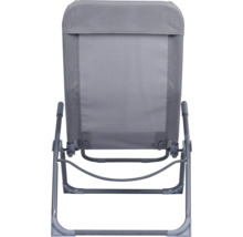 Scaun de camping gri cu șezut textil, vedere din spate
