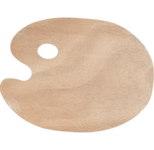 Paletă din lemn cu orificiu pentru degetul mare, pentru articole de artă