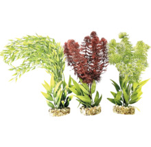 Trei plante artificiale de acvariu cu bază de piatră