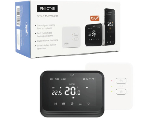 Termostat inteligent PNI CT45 cu afișaj digital pentru controlul încălzirii de pe smartphone