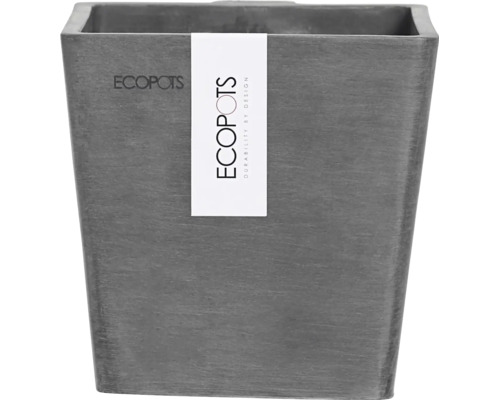 Ghiveci pătrat din plastic reciclat cu Ecopots Logo.