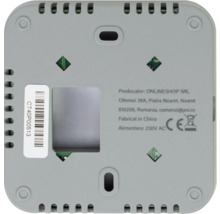 Partea din spate a unui dispozitiv electronic cu informații despre producător și marcajul CE