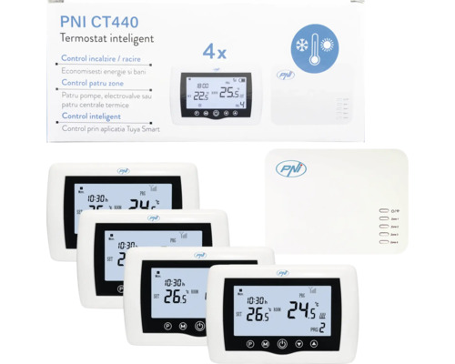 Set termostat inteligent PNI CT440 cu patru termostate și unitate de control pentru reglarea temperaturii