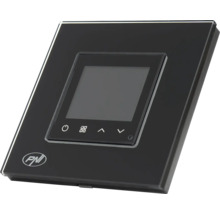 Regulator de temperatură negru cu afișaj și logo PNI