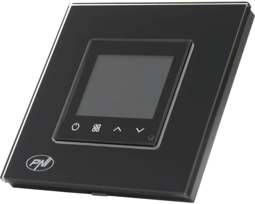 Regulator de temperatură negru cu afișaj și logo PNI