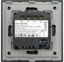 Întrerupător WiFi PNI CT26B cu informații tehnice și certificări