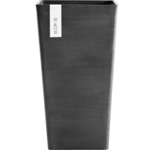 Ghiveci înalt pătrat Ecopots din plastic reciclat de culoare antracit.