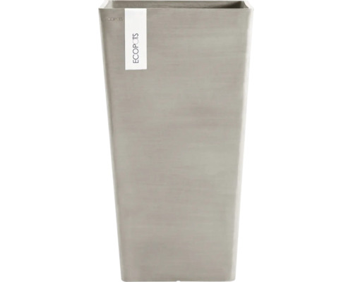Ghiveci înalt, dreptunghiular de la Ecopots, fabricat din plastic reciclat cu textură cu aspect de piatră.