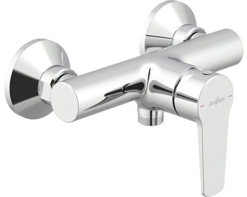 Baterie de perete din metal cu mixer monocomandă de la Jungborn