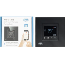 Termostat inteligent PNI CT25B WiFi pentru centrale termice pe gaz, prezentat cu ambalaj