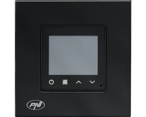 Panou de control PNI negru pentru automatizarea locuinței cu afișaj