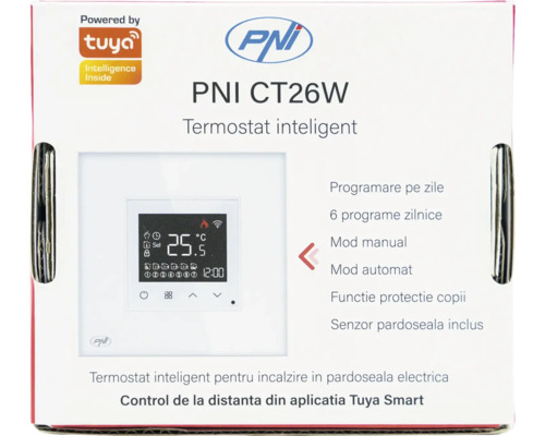 Termostat inteligent PNI CT26W pentru controlul încălzirii electrice în pardoseală, în ambalaj