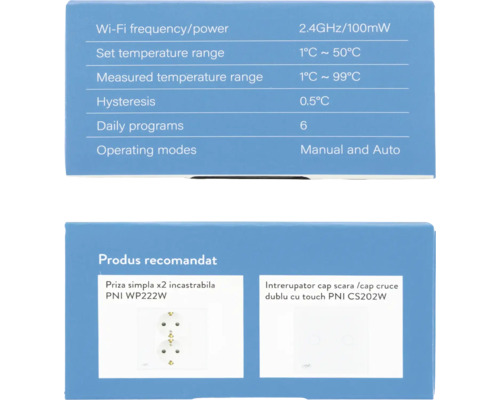 Ambalaj produs cu date tehnice și recomandări de produse