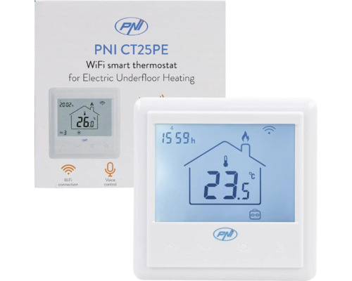 Termostat inteligent PNI CT25PE WiFi pentru încălzire electrică prin pardoseală