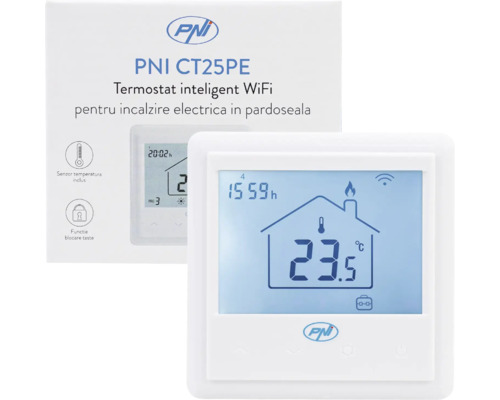 Termostat inteligent Wi-Fi PNI CT25PE pentru încălzire electrică în pardoseală