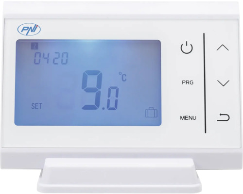 Termostat programabil alb cu afișaj digital