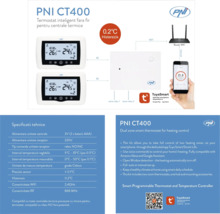 Termostat inteligent PNI CT400 Dual Zone pentru controlul încălzirii cu router și aplicație pentru smartphone
