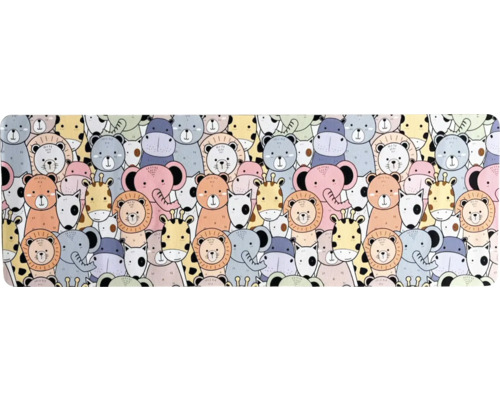 Model cu diverse personaje de desene animate cu animale, cum ar fi lei, urși, girafe și elefanți pentru camera copiilor.