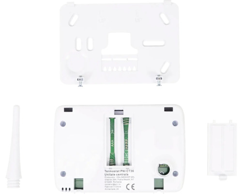 Termostat PNI CT36 cu baterii și compartimentul bateriei deschis
