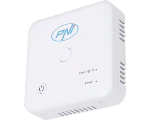 Logo PNI. Regulator de încălzire cu indicator de funcționare și indicator de putere