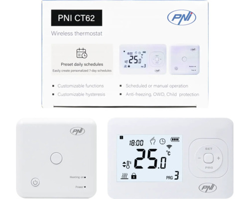 Termostat wireless PNI CT62 cu programe zilnice personalizabile