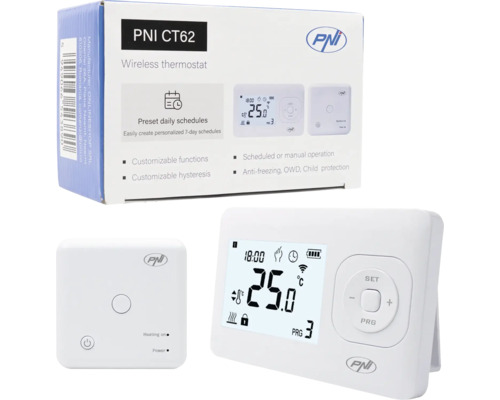 Termostat wireless PNI CT62 cu receptor și cutie
