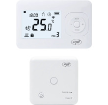 Două termostate de cameră albe de la PNI, unul cu ecran LCD și butoane de control.