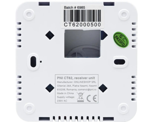 Unitate receptor PNI CT62 cu informații despre producător
