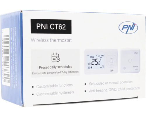 Termostat wireless PNI CT62 în ambalajul produsului