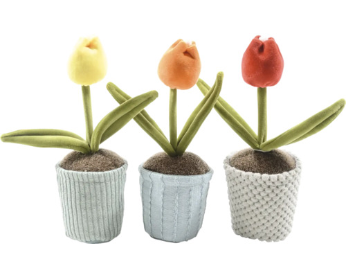 Opritor ușă lalea în ghiveci 25x9 cm, diverse modele și culori Trei lalele din material textil în ghivece