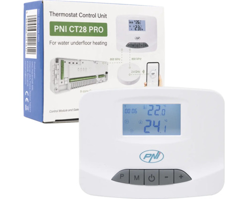 Unitate de control termostat PNI CT28 PRO pentru încălzire prin pardoseală cu apă