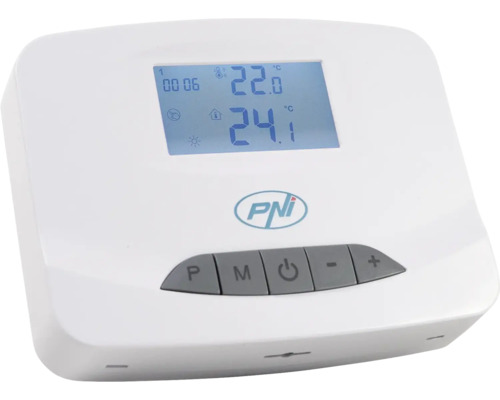 Logo PNI. Termostat de cameră cu afișaj digital.