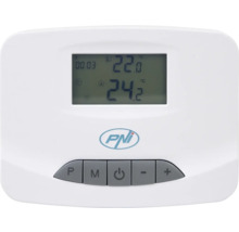 Termostat de cameră cu logo PNI cu afișaj digital și elemente de control