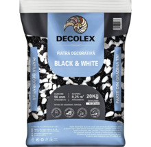 Sac cu pietre decorative, negru și alb