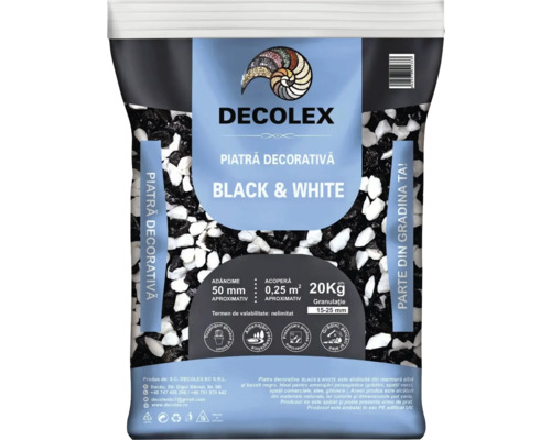 Sac cu pietre decorative, negru și alb