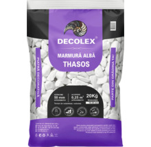 Sac cu pietricele decorative albe de marmură Thassos de la DecoLex, granulație de 10-30 milimetri