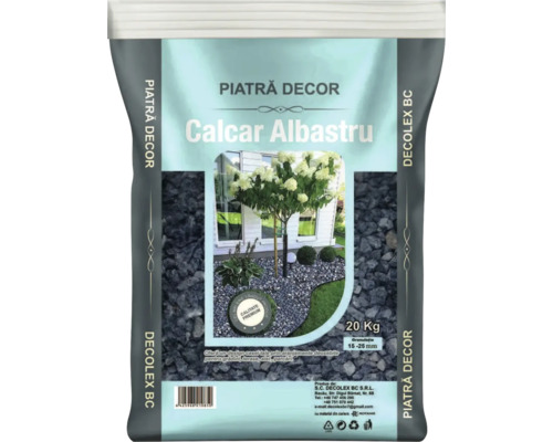 Sac de calcar ornamental albastru, granulație de 15 până la 25 milimetri, 20 kilograme