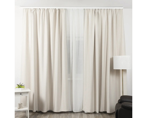 Draperie premium cu rejansă JTH 208-1 crem 200x245 cm Perdele bej cu galerie într-un spațiu de locuit