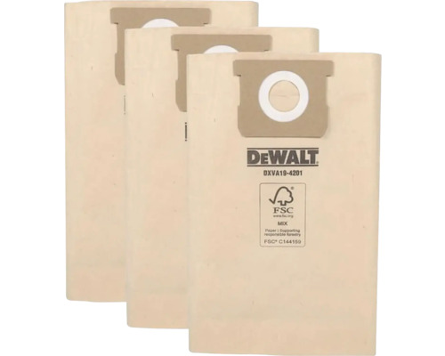 Trei saci pentru aspirator DeWalt cu sigiliul FSC Mix.