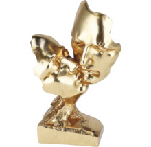 Sculptură sărut, două fețe pe un soclu, culoare aurie