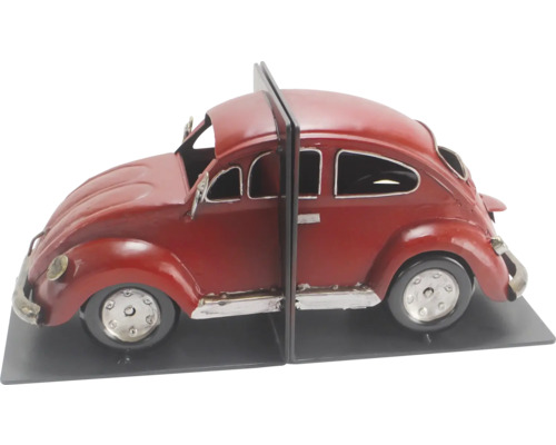 Suport de cărți din metal în formă de mașină de epocă roșie, stil retro.