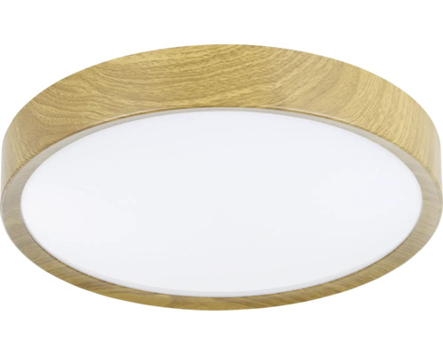 Lumină de plafon rotundă cu aspect de lemn