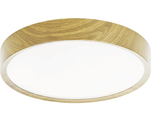 Lumină de plafon rotundă cu ramă din lemn
