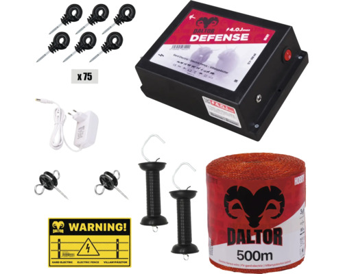 Set dispozitiv de gard electric Dalton cu fir gard electric, indicator de avertizare, izolatori de gard și mânere de conectare a gardului