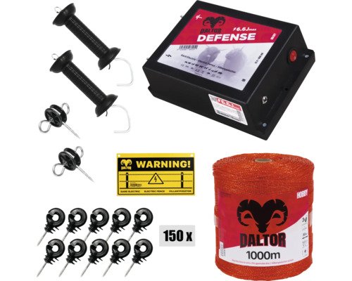 Set gard electric cu aparat gard electric, fir gard electric, izolatori gard, conectori bandă gard electric, indicator de avertizare și mâner poartă